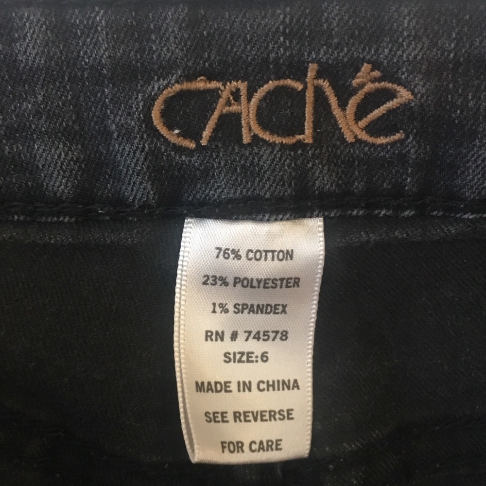 Cache Leopard Trim Black Boot Cut Jean Size: 6 - Picture 8 of 11
